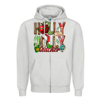 Dove Grey holly jolly teacher Zipper Hoodie - NancyCooperArtShop