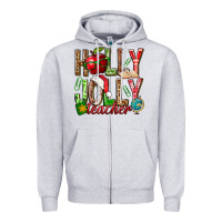 Heather Grey holly jolly teacher Zipper Hoodie - NancyCooperArtShop