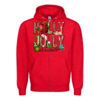 Red holly jolly teacher Zipper Hoodie - NancyCooperArtShop