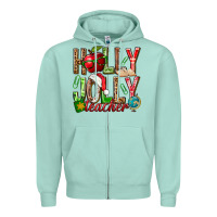 Seafoam holly jolly teacher Zipper Hoodie - NancyCooperArtShop