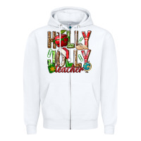 White holly jolly teacher Zipper Hoodie - NancyCooperArtShop