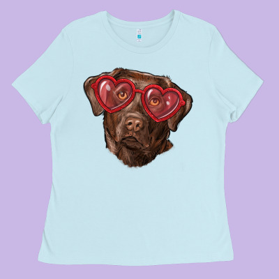 Ladies Tee labrador retriever with love glass