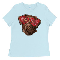 Baby Blue labrador retriever with love glass Ladies Tee - RanaPortraitStore