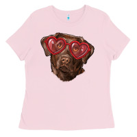 Bubblegum Pink labrador retriever with love glass Ladies Tee - RanaPortraitStore