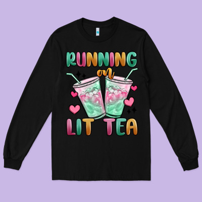Running On Lit Tea Long Sleeve Tee Designed By Maliassmallbusiness