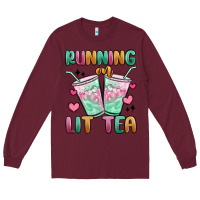 Burgundy running on lit tea Long Sleeve Tee - MaliasSmallBusiness