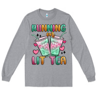 Heather Grey running on lit tea Long Sleeve Tee - MaliasSmallBusiness