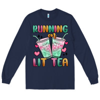 Navy running on lit tea Long Sleeve Tee - MaliasSmallBusiness