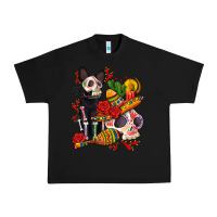 Black mexican dead day with skeleton cat Urban Heavy Tee - AdoDesignShop
