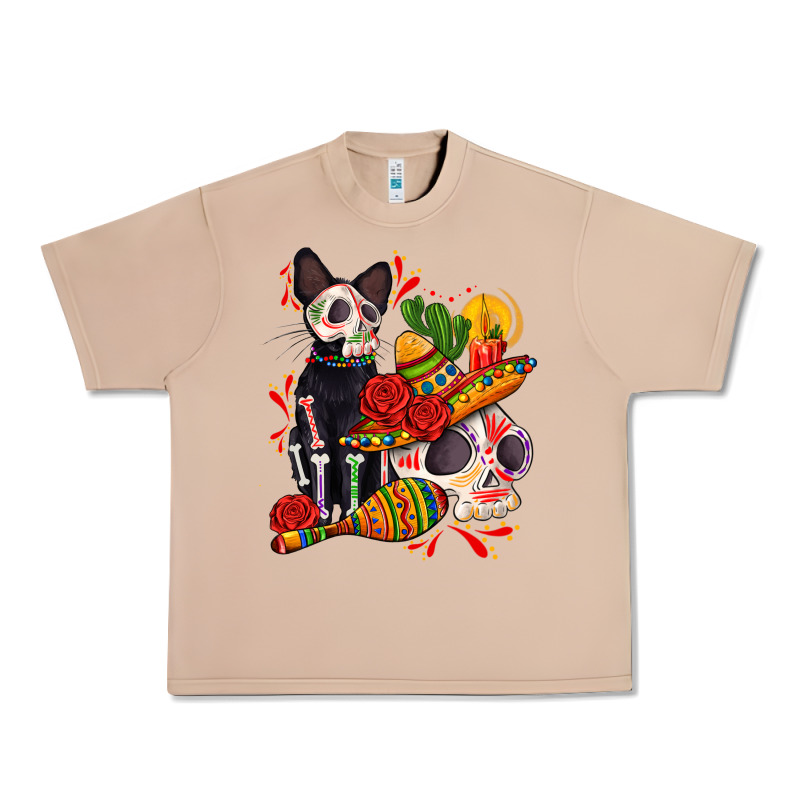 Mexican Dead Day With Skeleton Cat Urban Heavy Tee by AdoDesignShop | Teevron