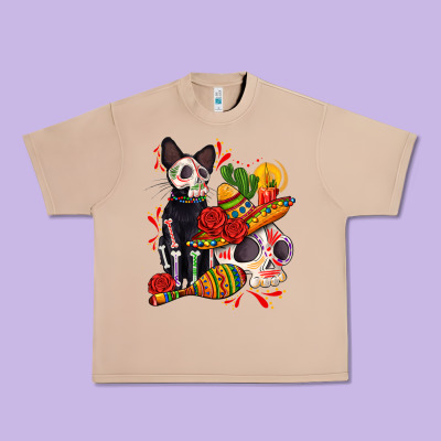 Mexican Dead Day With Skeleton Cat Urban Heavy Tee Designed By Adodesignshop