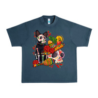 Midnight Navy mexican dead day with skeleton cat Urban Heavy Tee - AdoDesignShop
