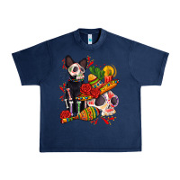 Navy mexican dead day with skeleton cat Urban Heavy Tee - AdoDesignShop