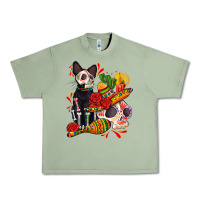 Oil Green mexican dead day with skeleton cat Urban Heavy Tee - AdoDesignShop