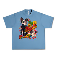 Pebble Blue mexican dead day with skeleton cat Urban Heavy Tee - AdoDesignShop