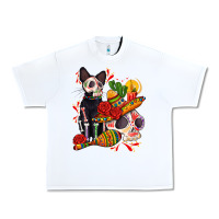 White mexican dead day with skeleton cat Urban Heavy Tee - AdoDesignShop