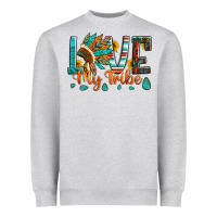 Heather Grey love my tribe native american indian headdress Heavyweight Sweatshirt - Artiststas