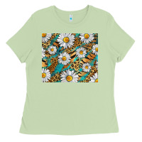 Matcha Leopard And Tiger Daisy Ladies Tee - RanaPortraitStore
