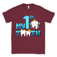 Burgundy my first tooth with teeth Classic Tee - AdoDesignShop