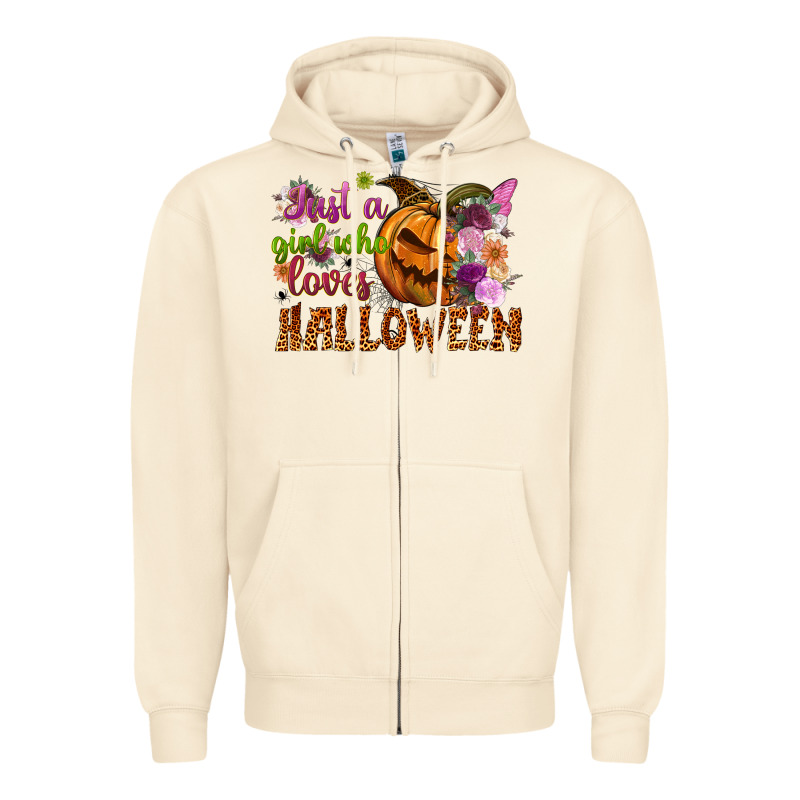 Just A Girl Who Loves Halloween Zipper Hoodie by NancyCooperArtShop | Teevron