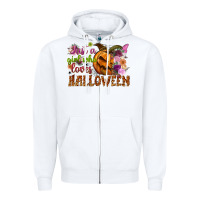 White just a girl who loves halloween Zipper Hoodie - NancyCooperArtShop