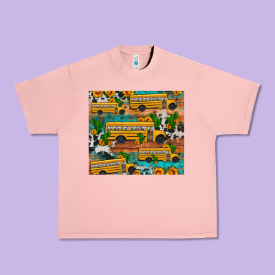 School Bus Cactus Sunflower Urban Heavy Tee Designed By Artiststas