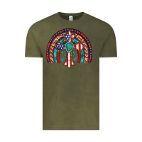 Vintage Olive gemstone cross american flag turquoise rainbow Vintage Tee - Artiststas