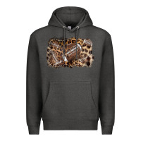 Charcoal Heather Football background leopard Premium Hoodie - NancyCooperArtShop