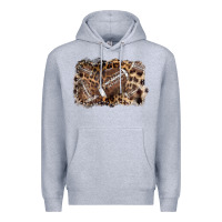 Heather Grey Football background leopard Premium Hoodie - NancyCooperArtShop