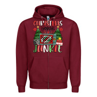 Burgundy Christmas movie junkie Zipper Hoodie - MaliasSmallBusiness