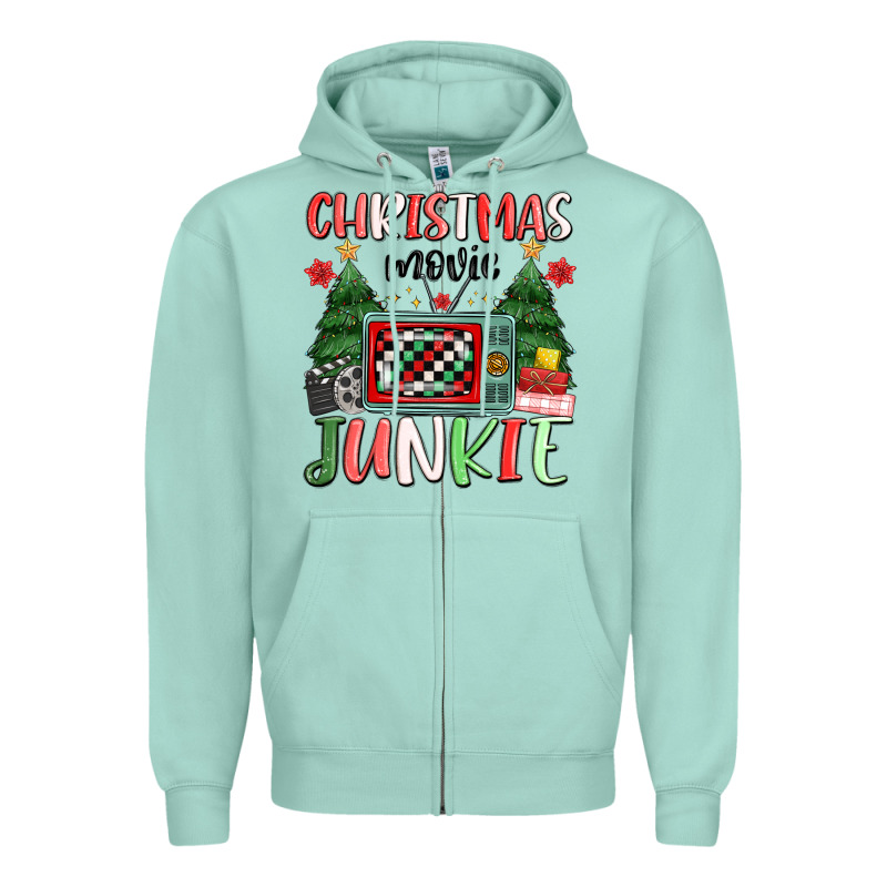 Christmas Movie Junkie Zipper Hoodie by MaliasSmallBusiness | Teevron