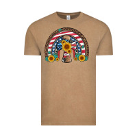 Cross American Flag Cowhide  Leopard Gemstone Rainbow Vintage Tee | Teevron
