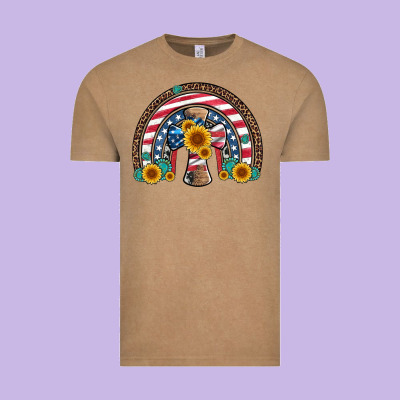 Cross American Flag Cowhide  Leopard Gemstone Rainbow Vintage Tee Designed By Artiststas