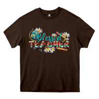 Chocolate Brown blessed teacher Heavy Core Tee - texasbilliewilder