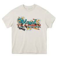 Cream blessed teacher Heavy Core Tee - texasbilliewilder