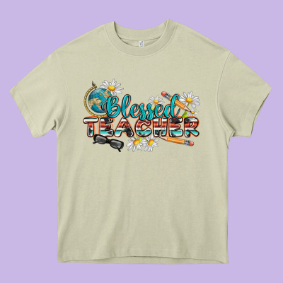 Blessed Teacher Heavy Core Tee Designed By Texasbilliewilder