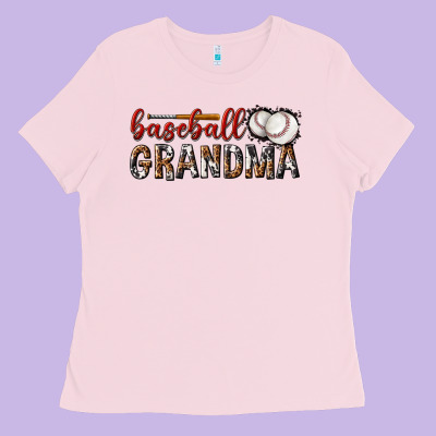 Ladies Tee baseball grandma with leopard