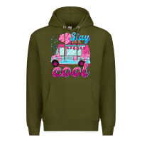Army Green Stay cool with ice cream van summer Premium Hoodie - NancyCooperArtShop