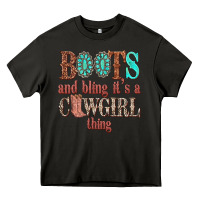 Asphalt boots and bling its a cowgirl thing Heavy Core Tee - texasbilliewilder