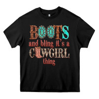 Boots And Bling Its A Cowgirl Thing Heavy Core Tee | Teevron