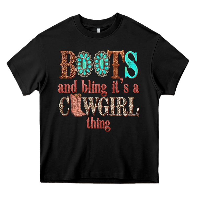 Boots And Bling Its A Cowgirl Thing Heavy Core Tee by texasbilliewilder | Teevron