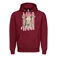 Burgundy wild west Zipper Hoodie - MaliasSmallBusiness