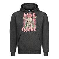 Charcoal Heather wild west Zipper Hoodie - MaliasSmallBusiness