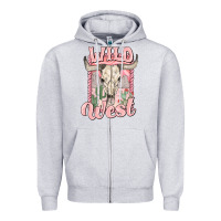 Heather Grey wild west Zipper Hoodie - MaliasSmallBusiness