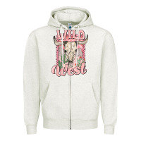 Oatmeal Heather wild west Zipper Hoodie - MaliasSmallBusiness
