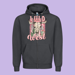 Wild West Zipper Hoodie Designed By Maliassmallbusiness