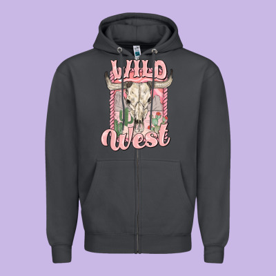 Wild West Zipper Hoodie Designed By Maliassmallbusiness
