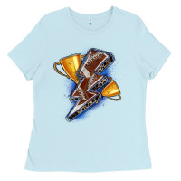 Baby Blue football lightning bolt Ladies Tee - Zillion Design Studio