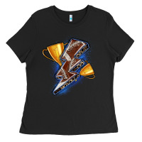 Black football lightning bolt Ladies Tee - Zillion Design Studio