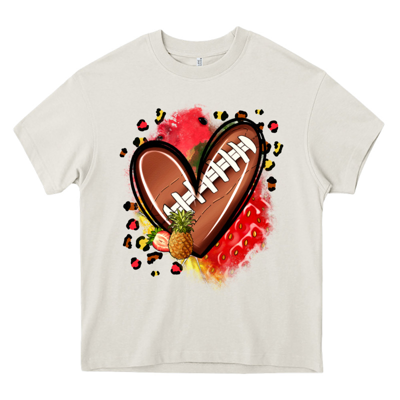 Fruits And Football Heart Heavy Core Tee by Zillion Design Studio | Teevron